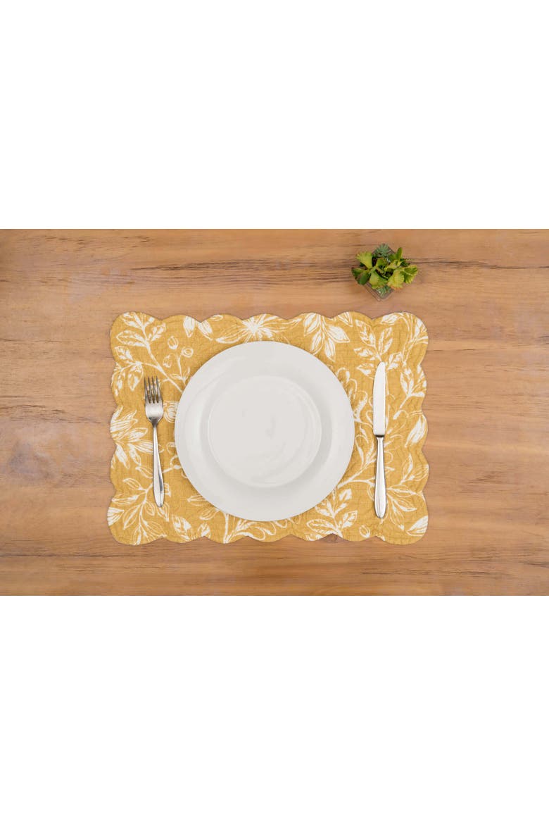 Everview Gold 100% Cotton Set of 6 Cloth Placemats 13" x 19", Alternate, color, Yellow