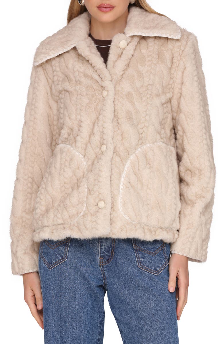 Avec Les Filles High Pile Fleece Jacket, Alternate, color, Sand Cable