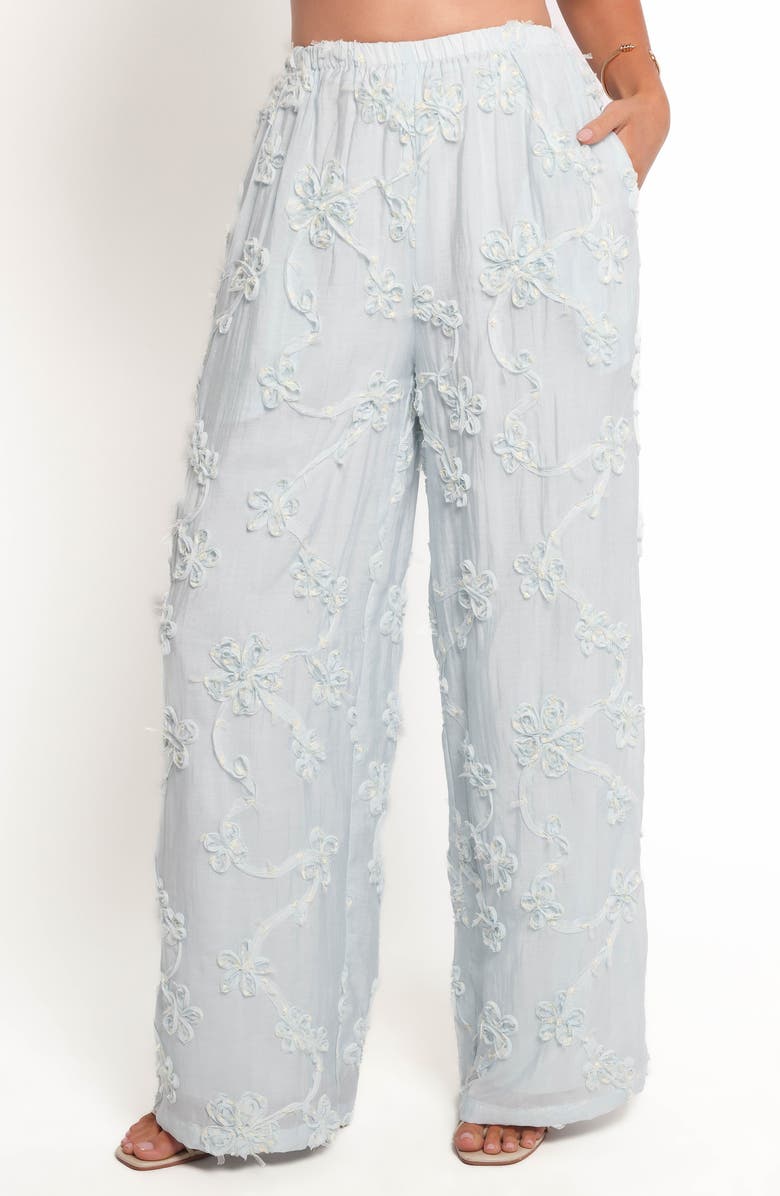 Petal & Pup Robin Soutache Wide Leg Pants, Main, color, Pale Blue