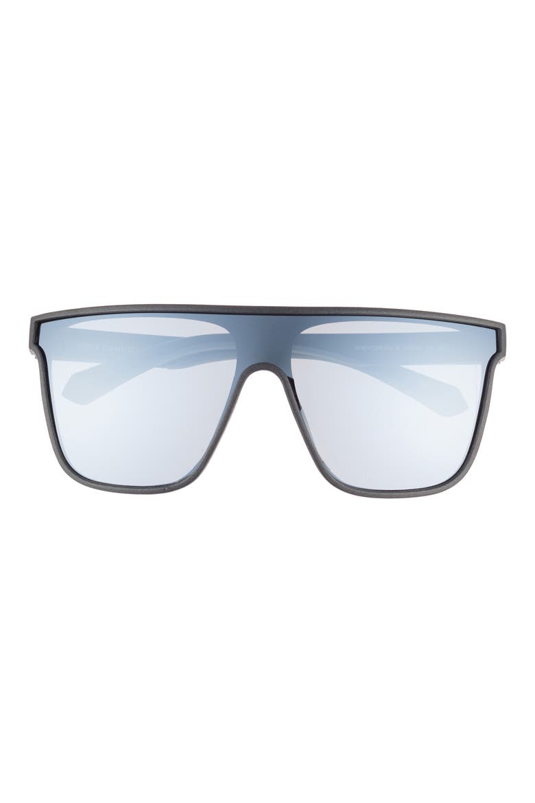 140mm Mirrored Flat Top Sunglasses, Main, color, MATTE GREY/ GREY