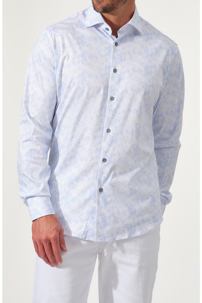 Dynamic Comfort Knit Button-Up Shirt, Main, color, LAKE