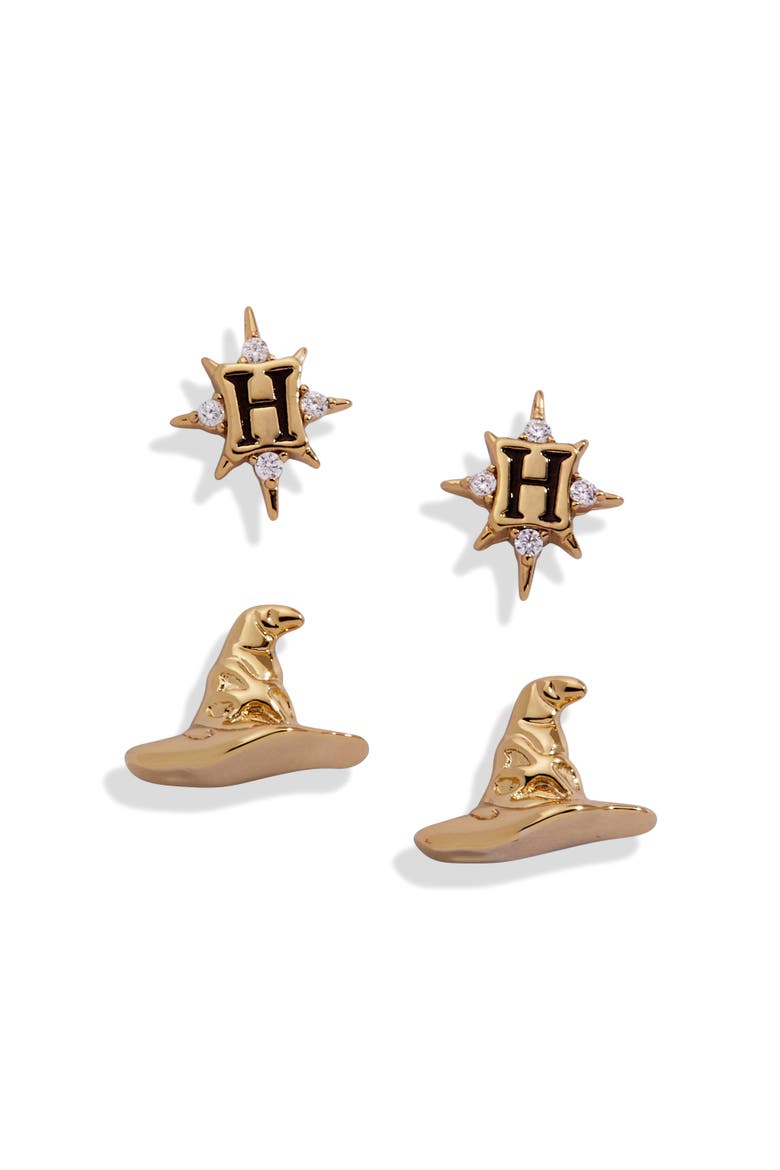 Harry Potter Hogwarts & Sorting Hat Earring set of 2, Main, color, Gold