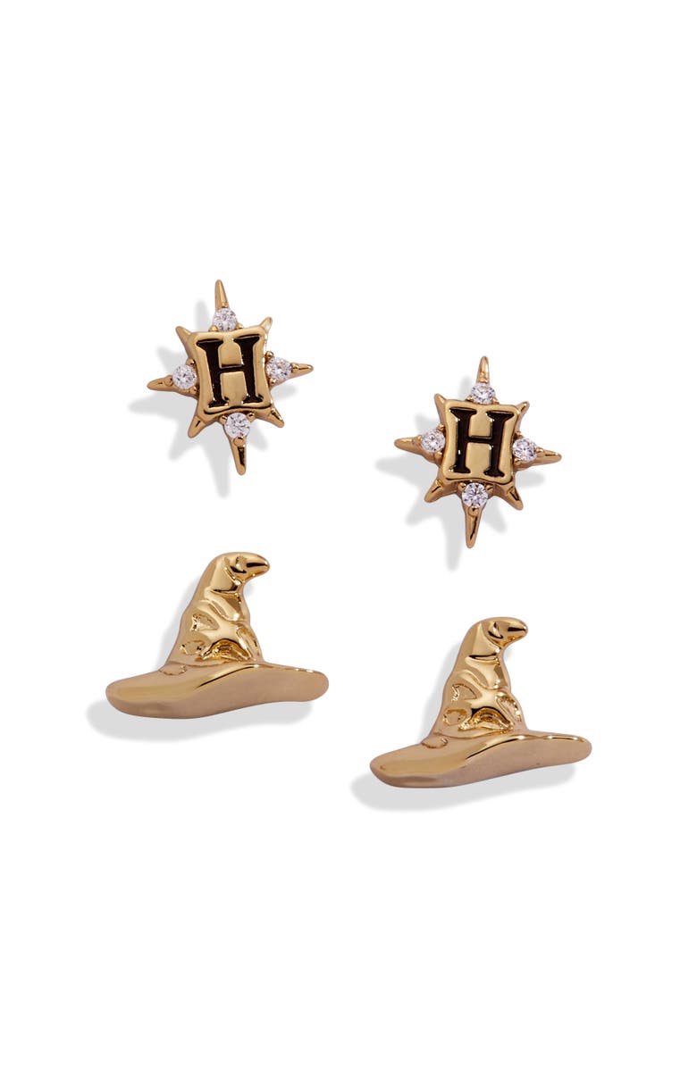 Alex and Ani Harry Potter Hogwarts & Sorting Hat Earring set of 2, Main, color, Gold