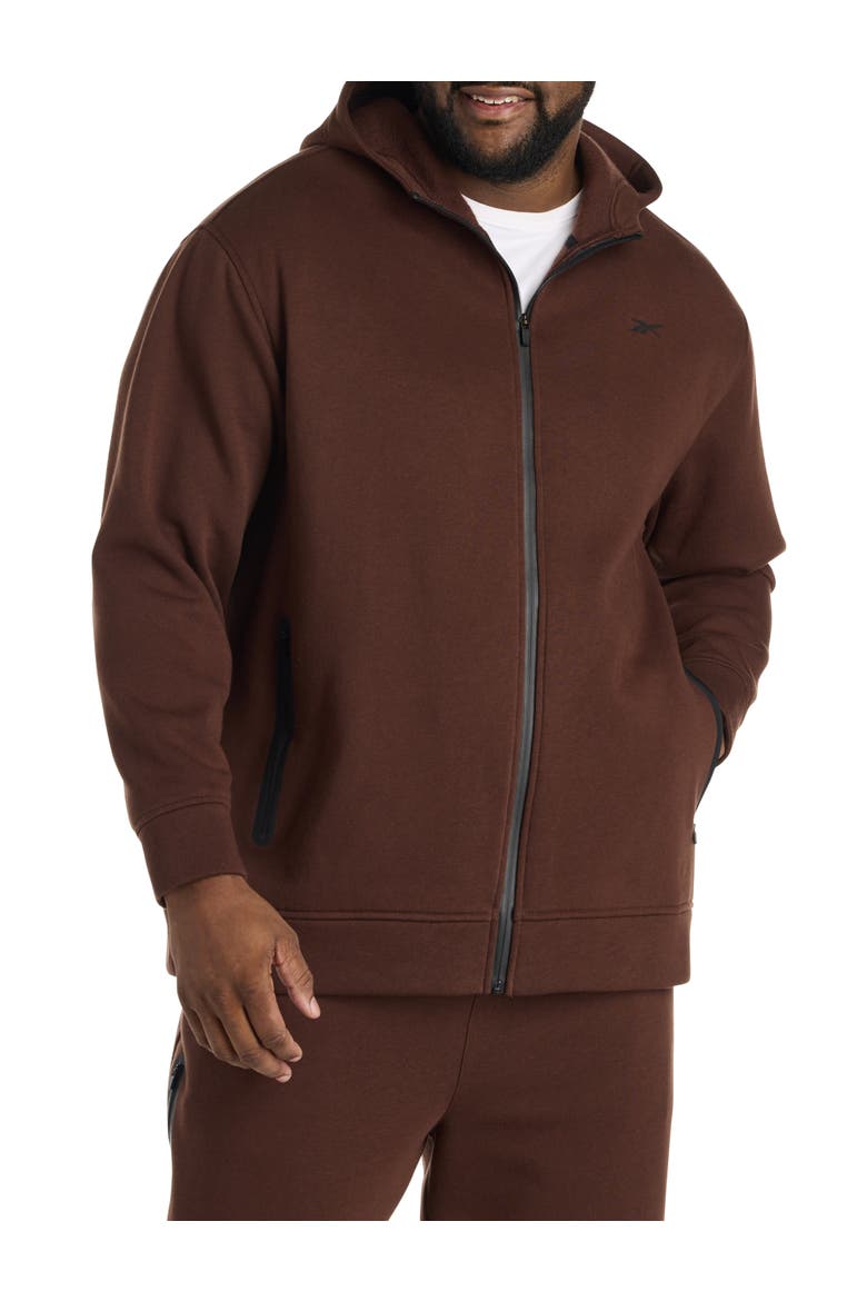 Big & Tall Performance Tech Fleece Front-Zip Hoodie, Main, color, CAMPUS BROWN