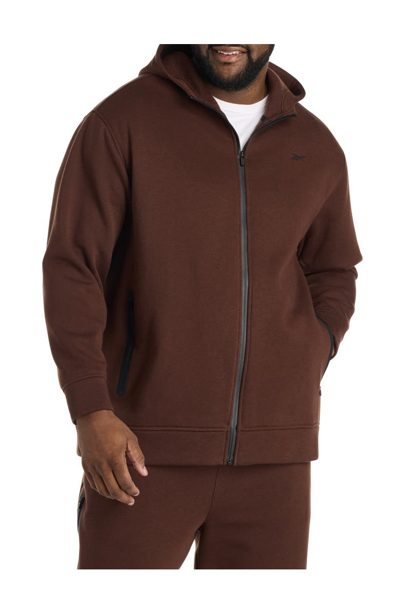 Reebok Big & Tall Performance Tech Fleece Front-Zip Hoodie, Main, color, Campus Brown