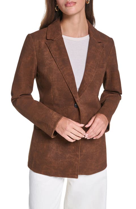 Faux Leather Blazer