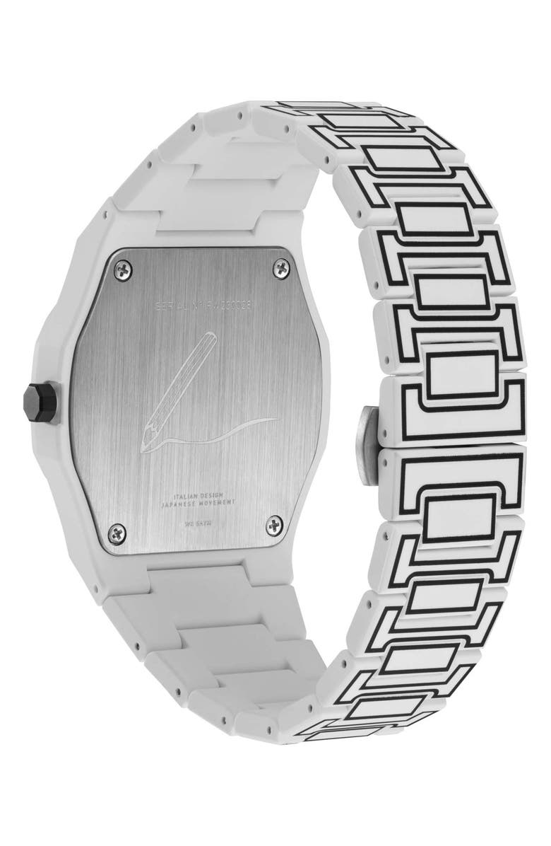D1 Milano Sketch Polycarbon Bracelet Watch, 40.5mm, Alternate, color, White