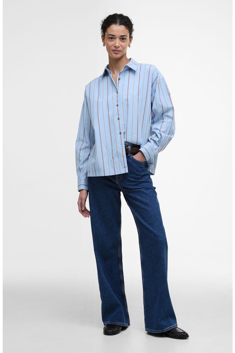 Saffron Stripe Button-Up Shirt, Alternate, color, ICE BLUE STRIPE