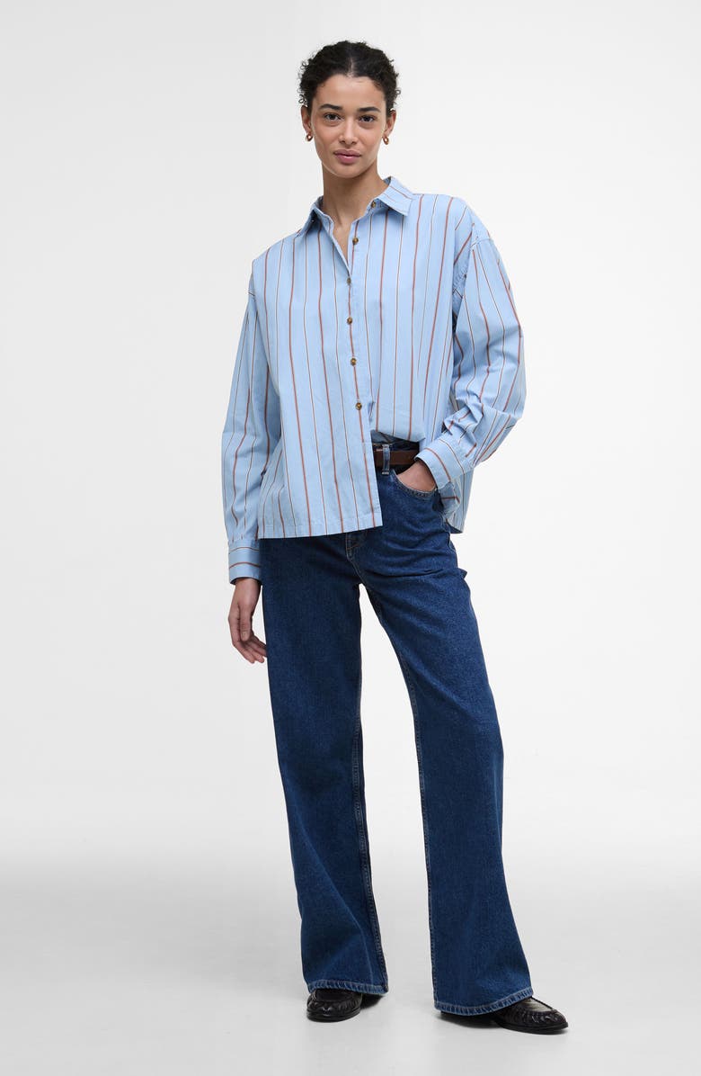 Barbour Saffron Stripe Button-Up Shirt, Alternate, color, Ice Blue Stripe