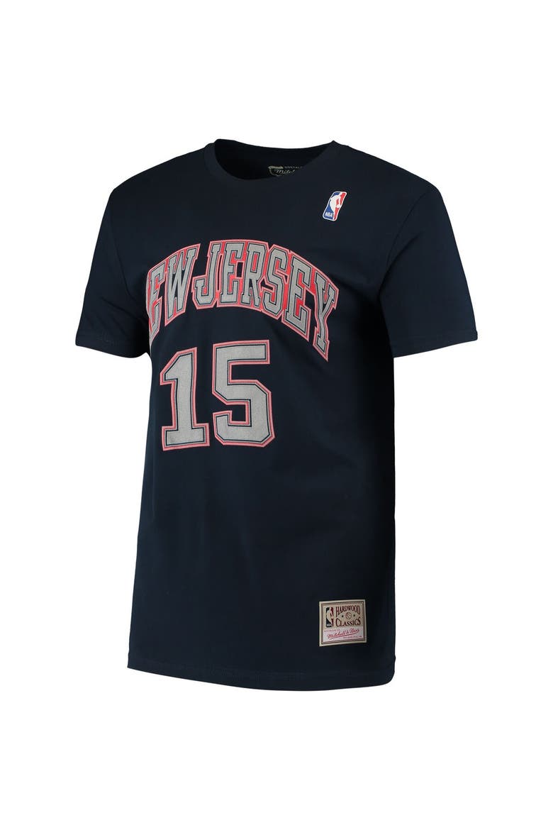 Men's Mitchell & Ness Vince Carter Navy New Jersey Nets Hardwood Classics Stitch Name & Number T-Shirt, Alternate, color, Navy
