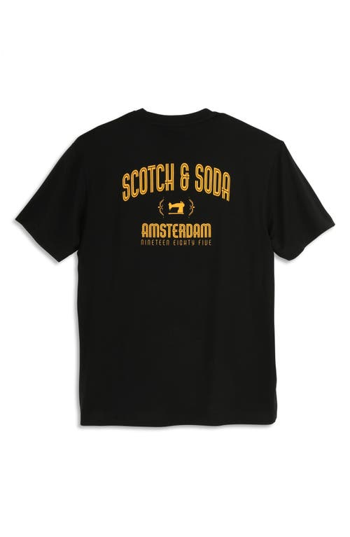 Scotch & Soda Embroidered Logo Short Sleeve T-shirt In Black