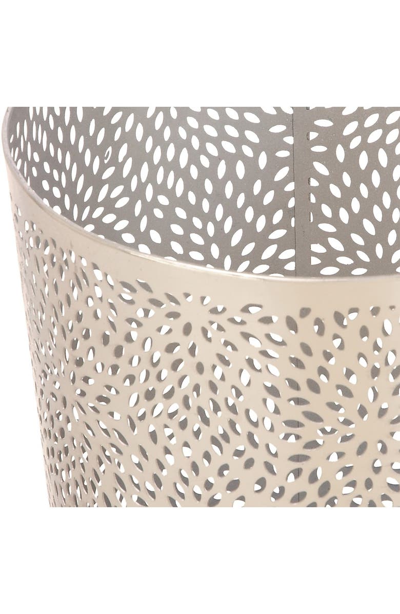 COSMO BY COSMOPOLITAN Silvertone Metal Glam Small Waste Bin with Laser Carved Floral Design, Alternate, color, 