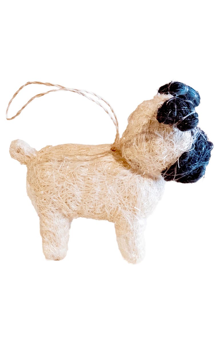 LIKHA Pug Handwoven Ornament, Alternate, color, Off White/ Black