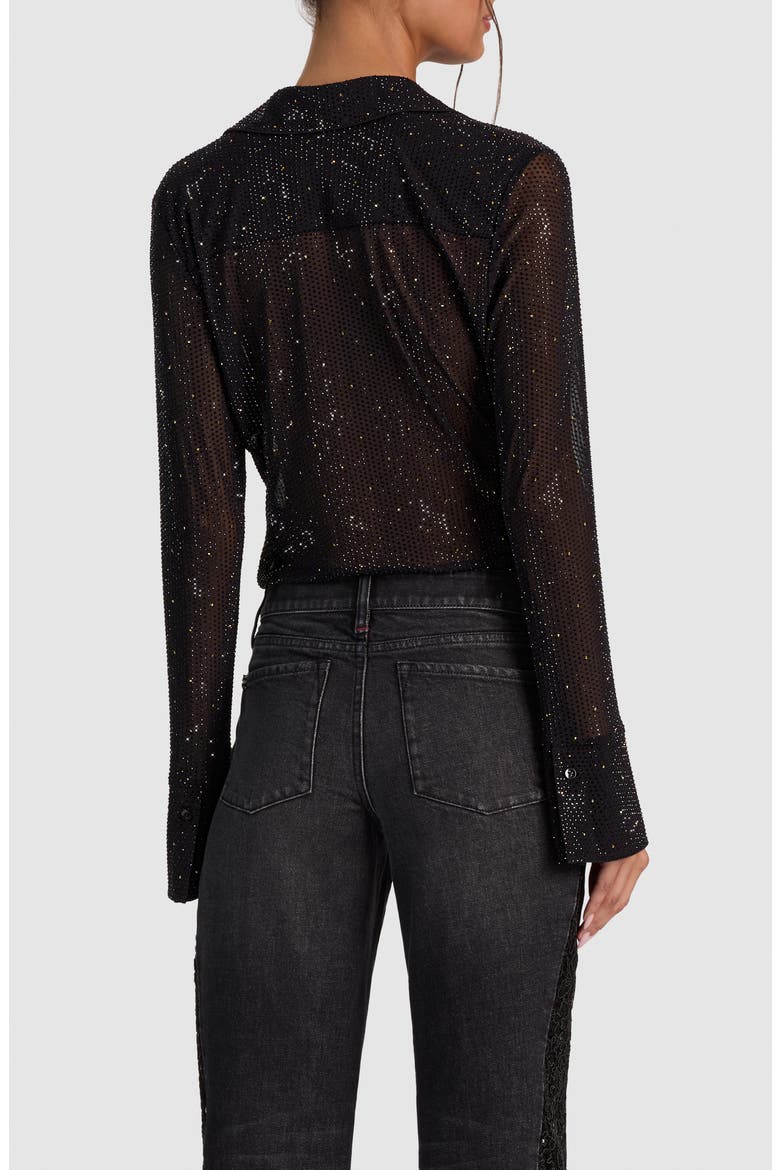 Freya Embellished Mesh Top, Alternate, color, BLACK/ GOLD