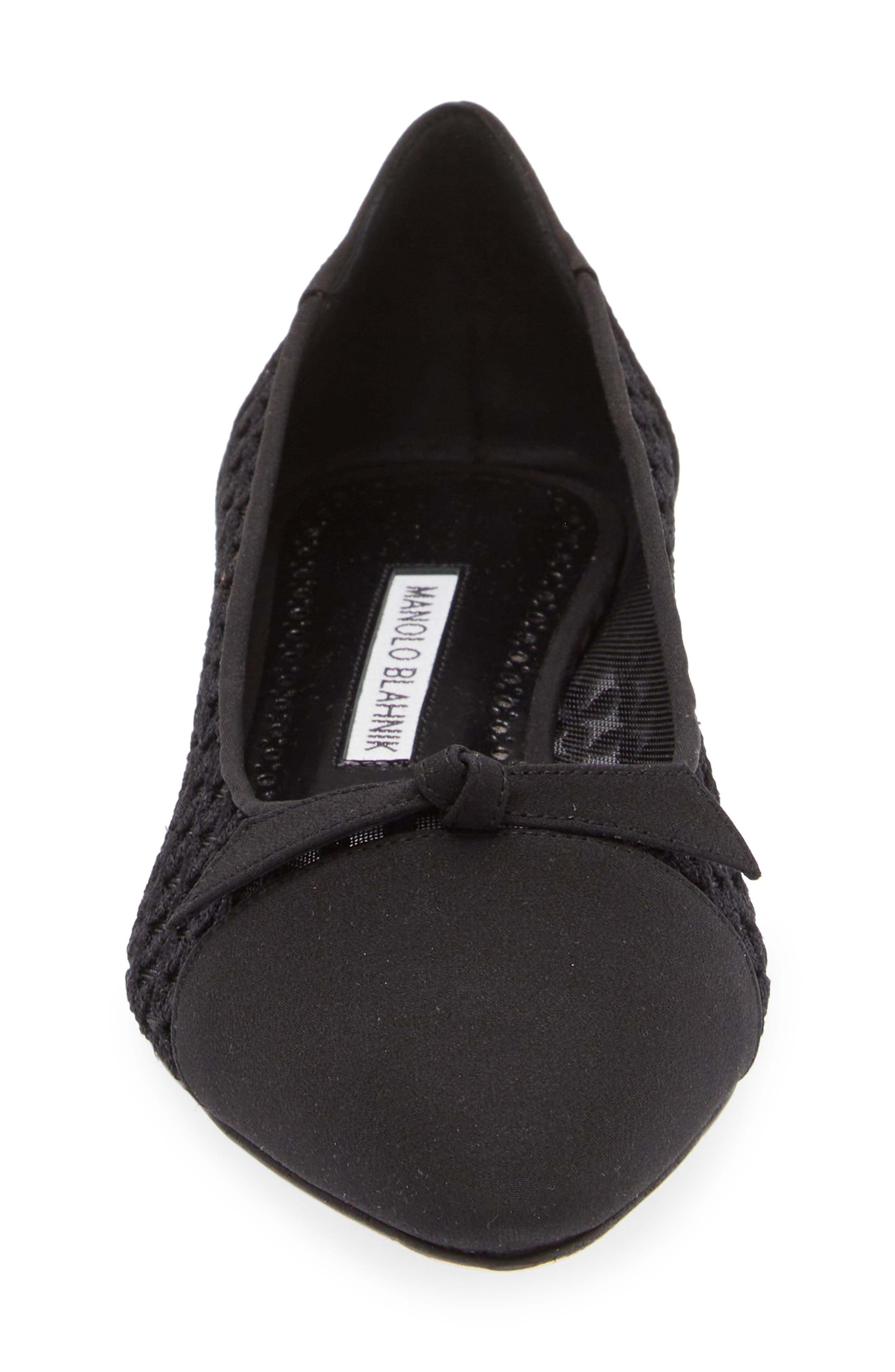 Manolo Blahnik Tiakala Lace Mesh Pointy Toe Flat, Alternate, color, 