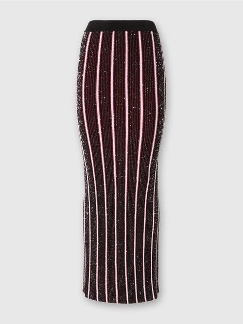 Missoni Long Ribbed Ribbed Skirt With Sequins In Red  & Black