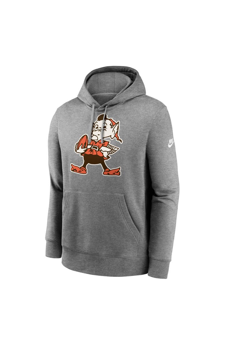 Nike Men's Nike Heather Gray Cleveland Browns Rewind Club Logo Pullover Hoodie, Alternate, color, 