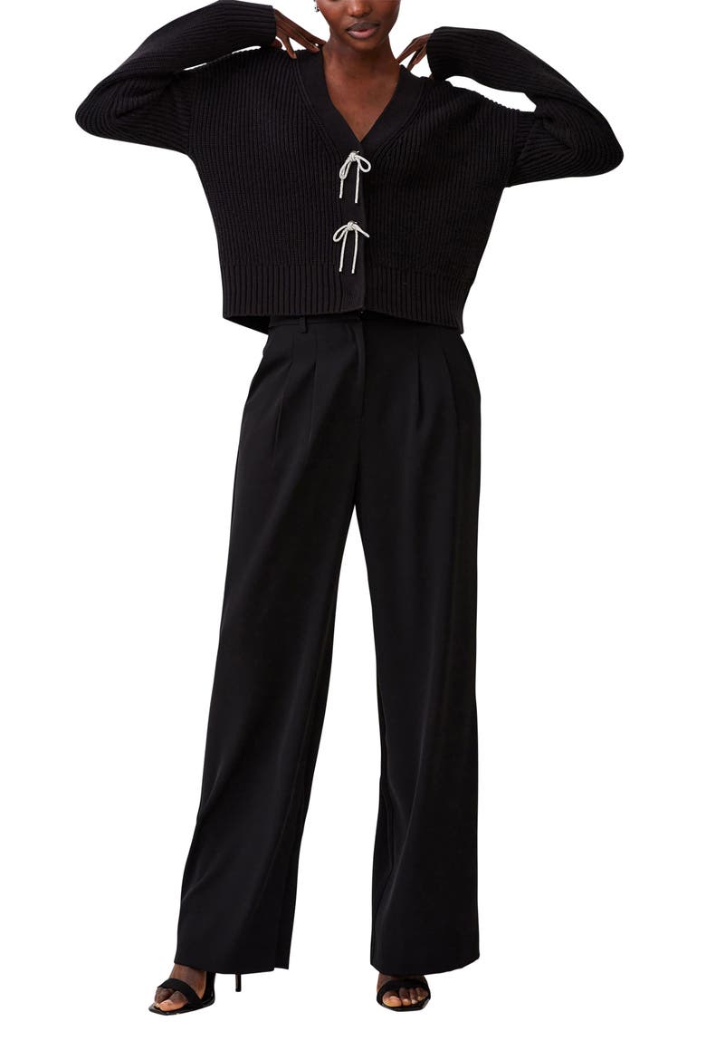 Babysoft Sparkle Bow Cardigan, Alternate, color, BLACK