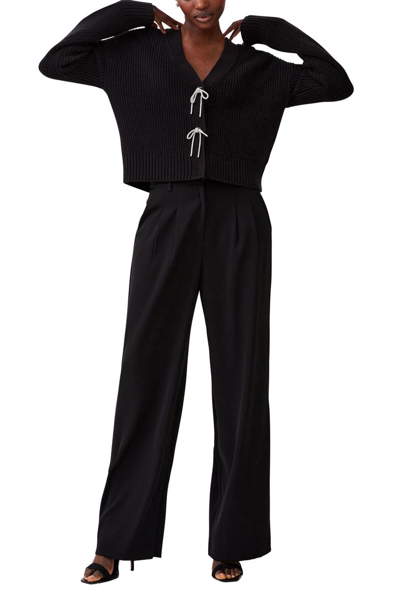 French Connection Babysoft Sparkle Bow Cardigan, Alternate, color, 