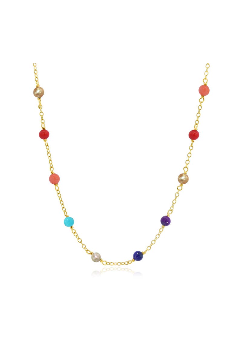 The Lovery Fine Jewelry Rainbow Gemstone Bead Chain Necklace, Main, color, Rainbow Gemstones