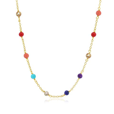 Rainbow Gemstone Bead Chain Necklace