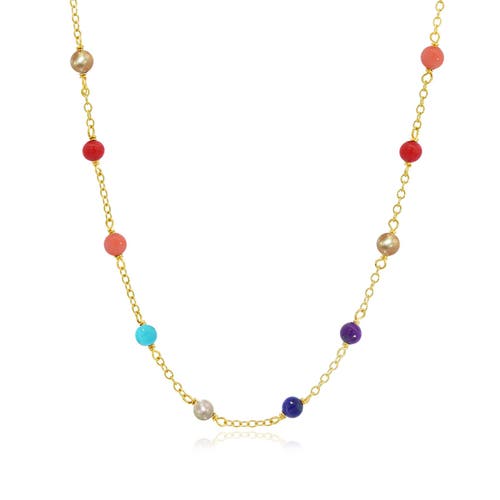The Lovery Fine Jewelry Rainbow Gemstone Bead Chain Necklace