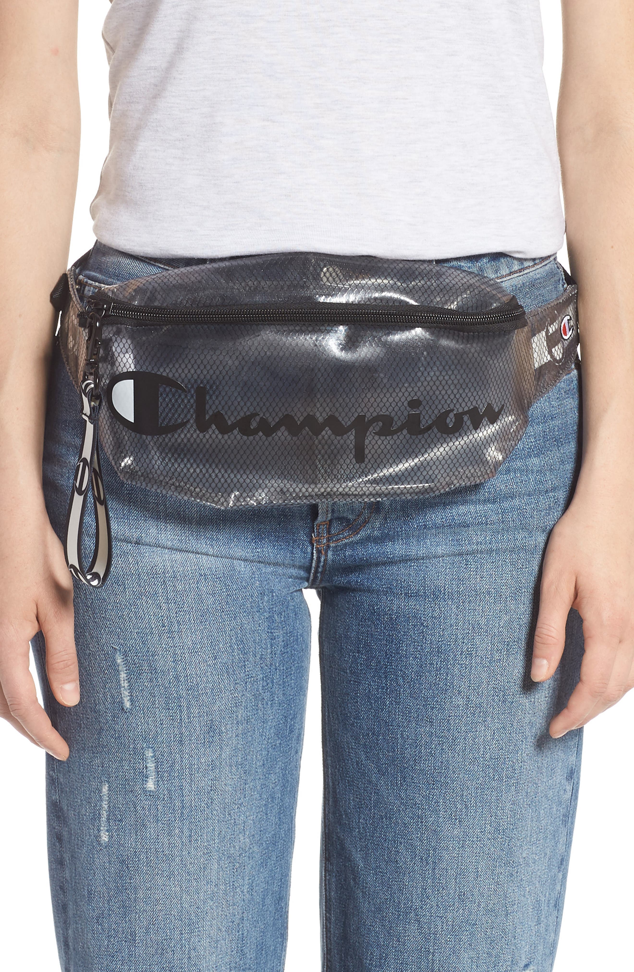 Champion Prime Logo Clear Belt Bag, Alternate, color, 