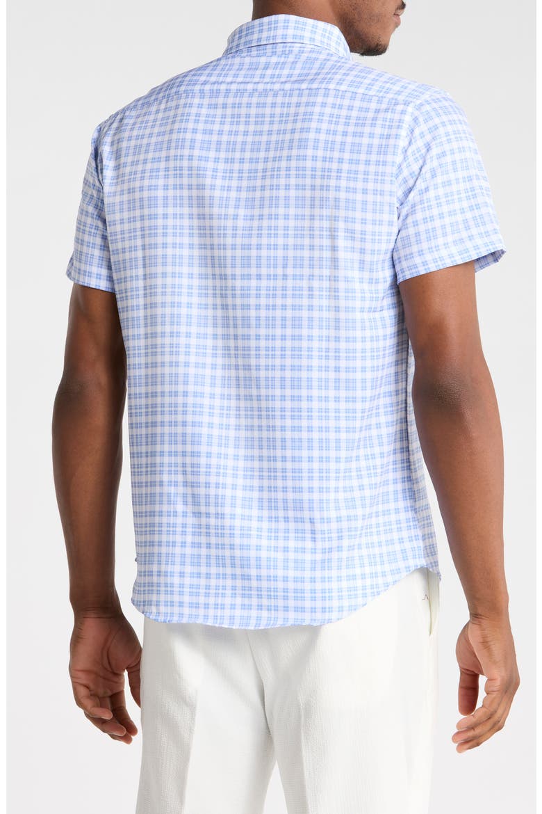 Plaid Short Sleeve Tech Button-Down Shirt, Alternate, color, WHITE