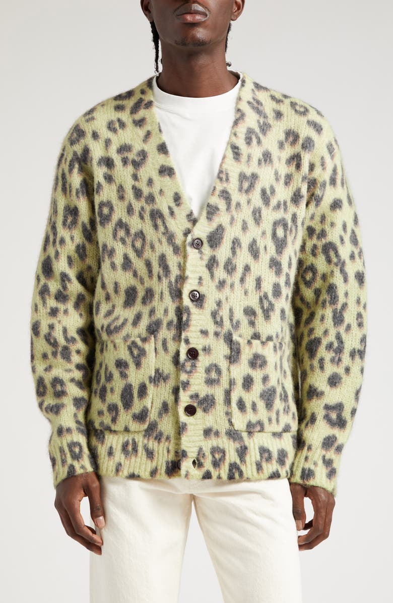 Dries Van Noten Mounia Leopard Spot Alpaca & Merino Wool Blend Cardigan, Main, color,
