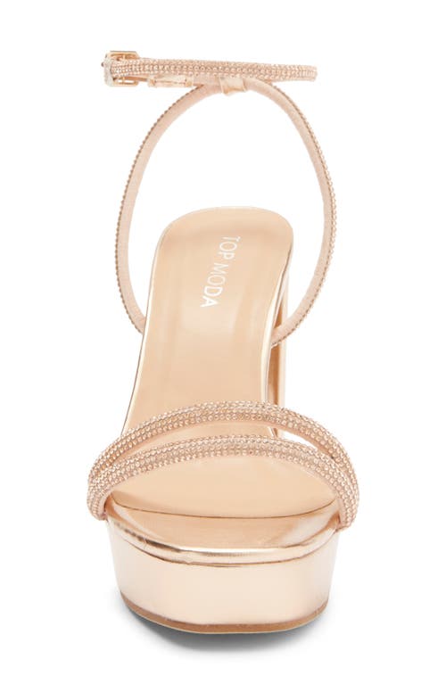 Top Guy Shoes Eleanor Metallic Platform Sandal In Rose Gold Met