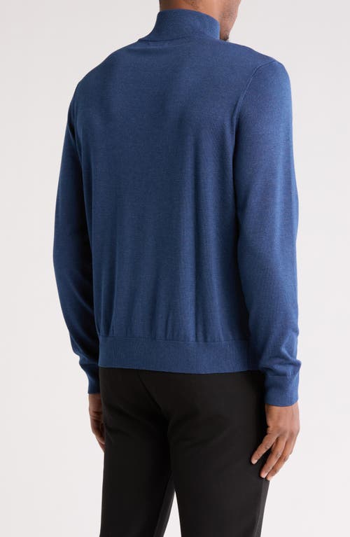 Tom Baine Solid Quarter Zip Pullover In Denim Blue