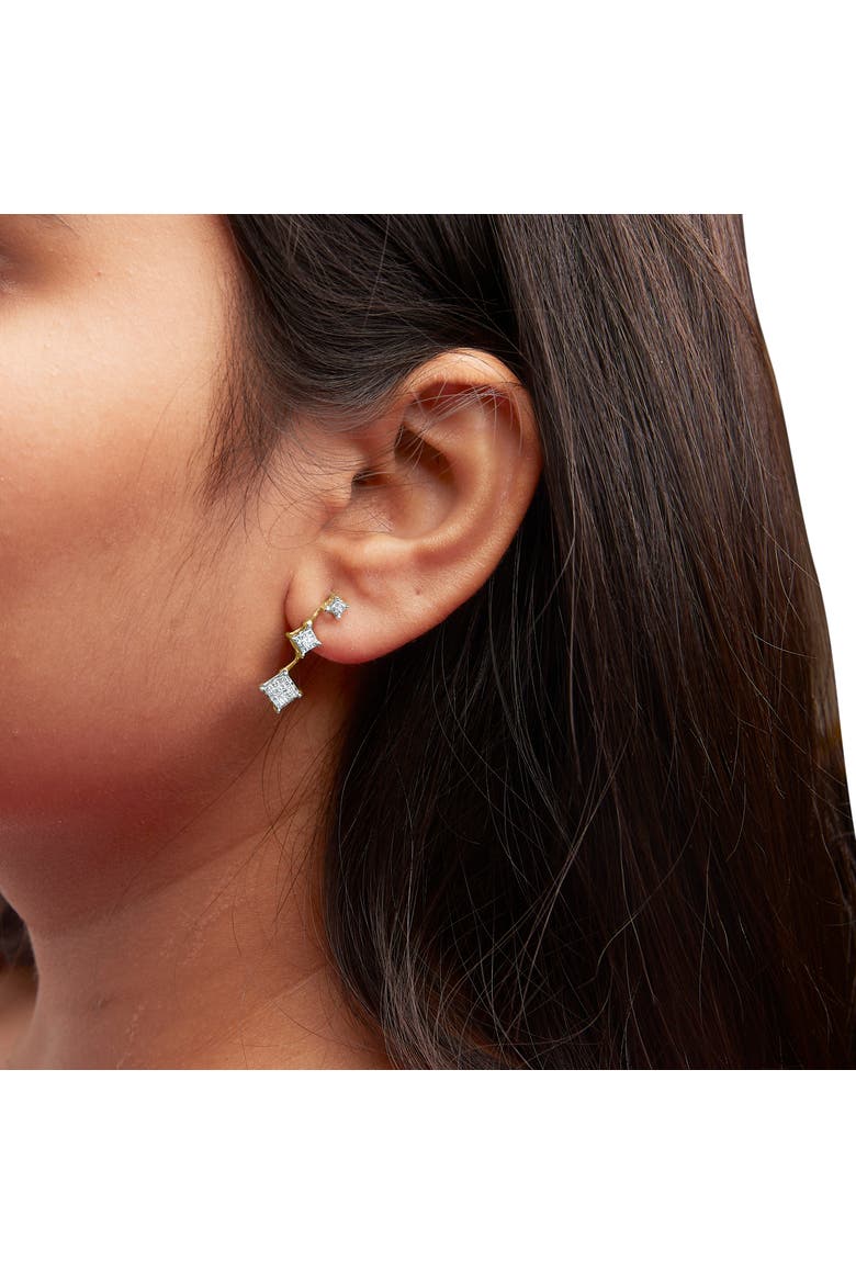 14K Yellow Gold 1 Ct Princess Diamond Earrings, Alternate, color, Yellow