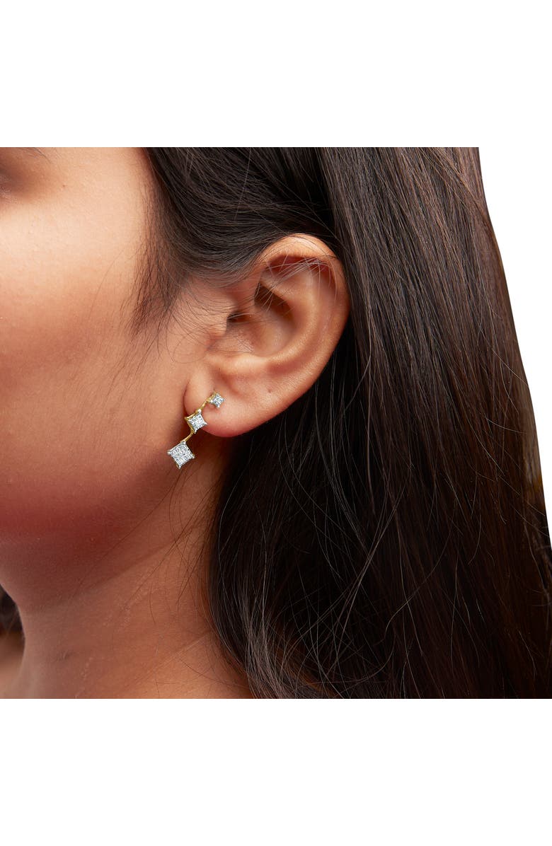 Haus of Brilliance 14K Yellow Gold 1 Ct Princess Diamond Earrings, Alternate, color, Yellow