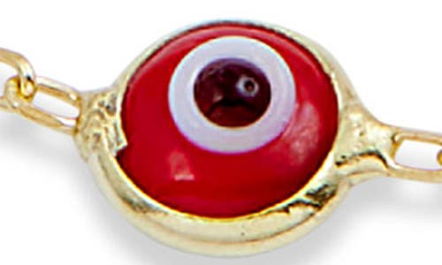 Savvy Cie Jewels 18k Gold Over Sterling Silver Red Evil Eye Bracelet In Gold