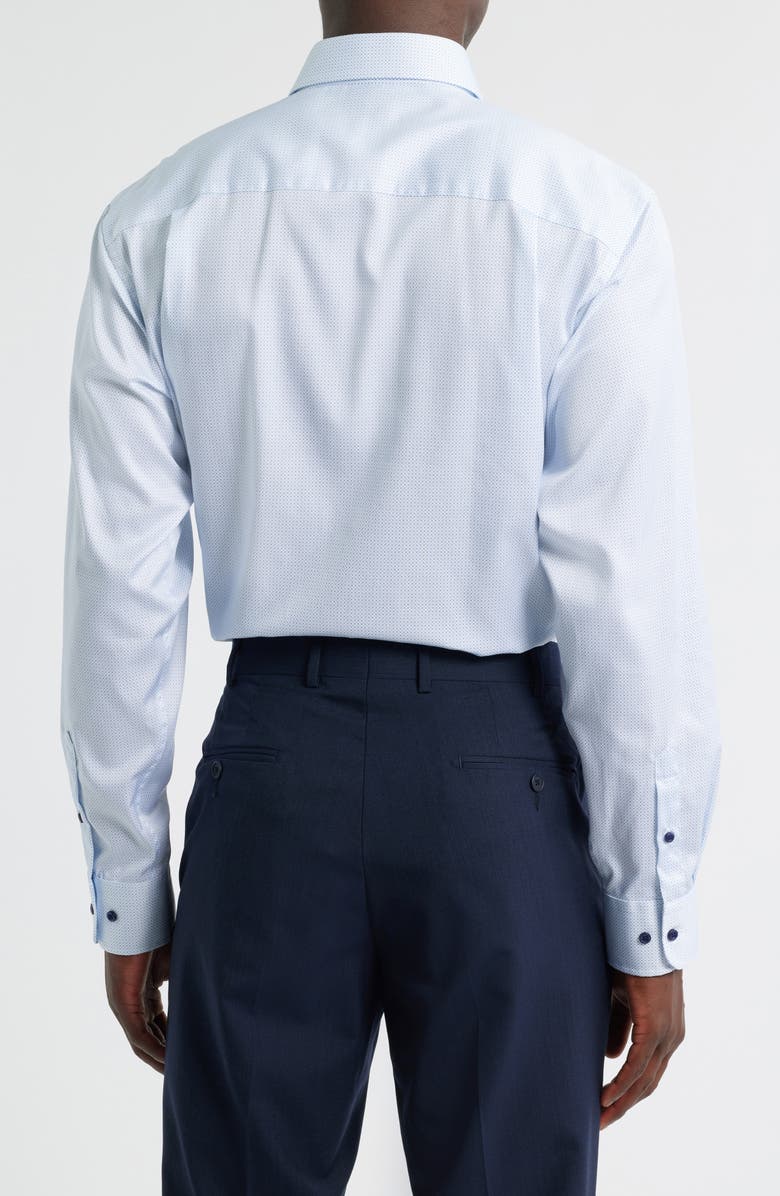 David Donahue Regular Fit Micro Geometric Print Dress Shirt, Alternate, color, White/Blue