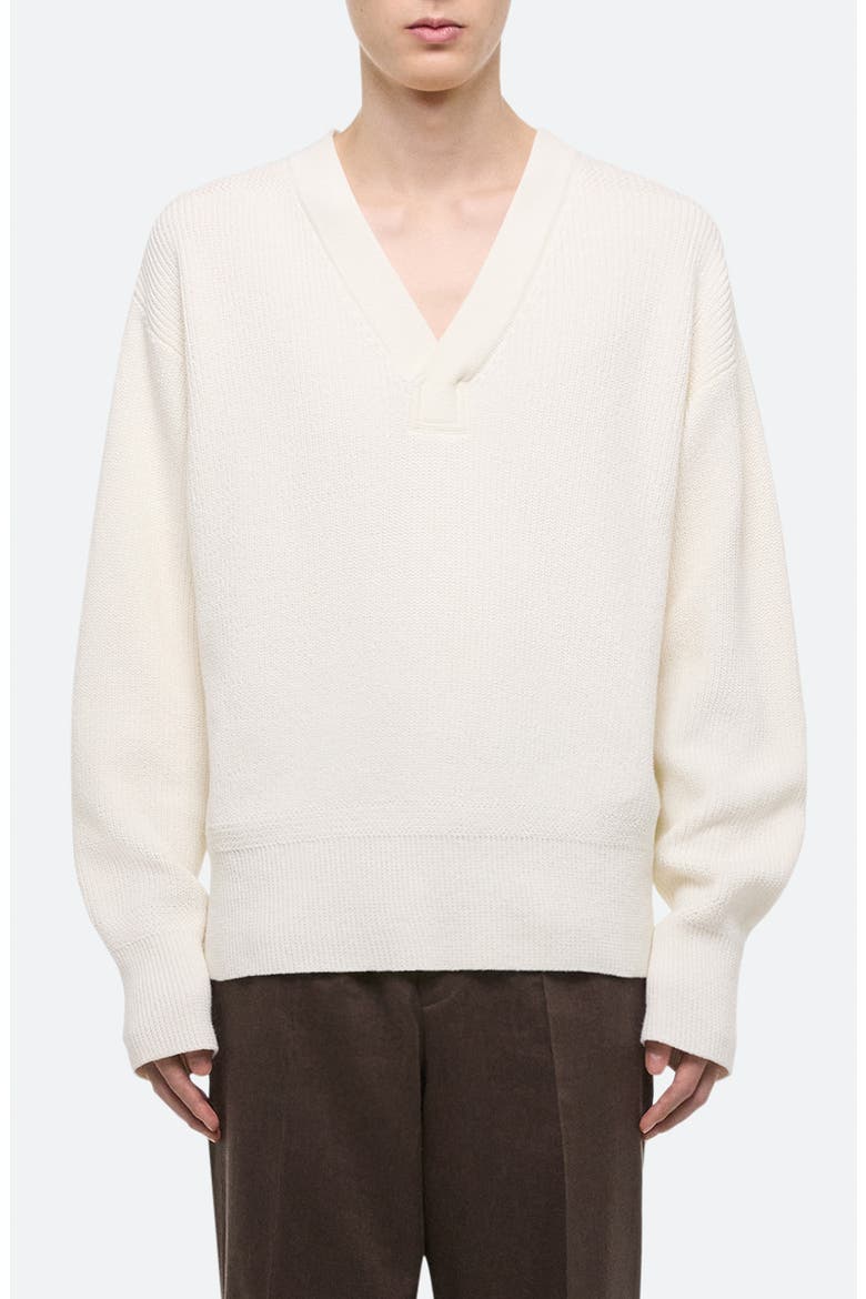 Giunon V-Neck Organic Cotton Sweater, Main, color, WHITE