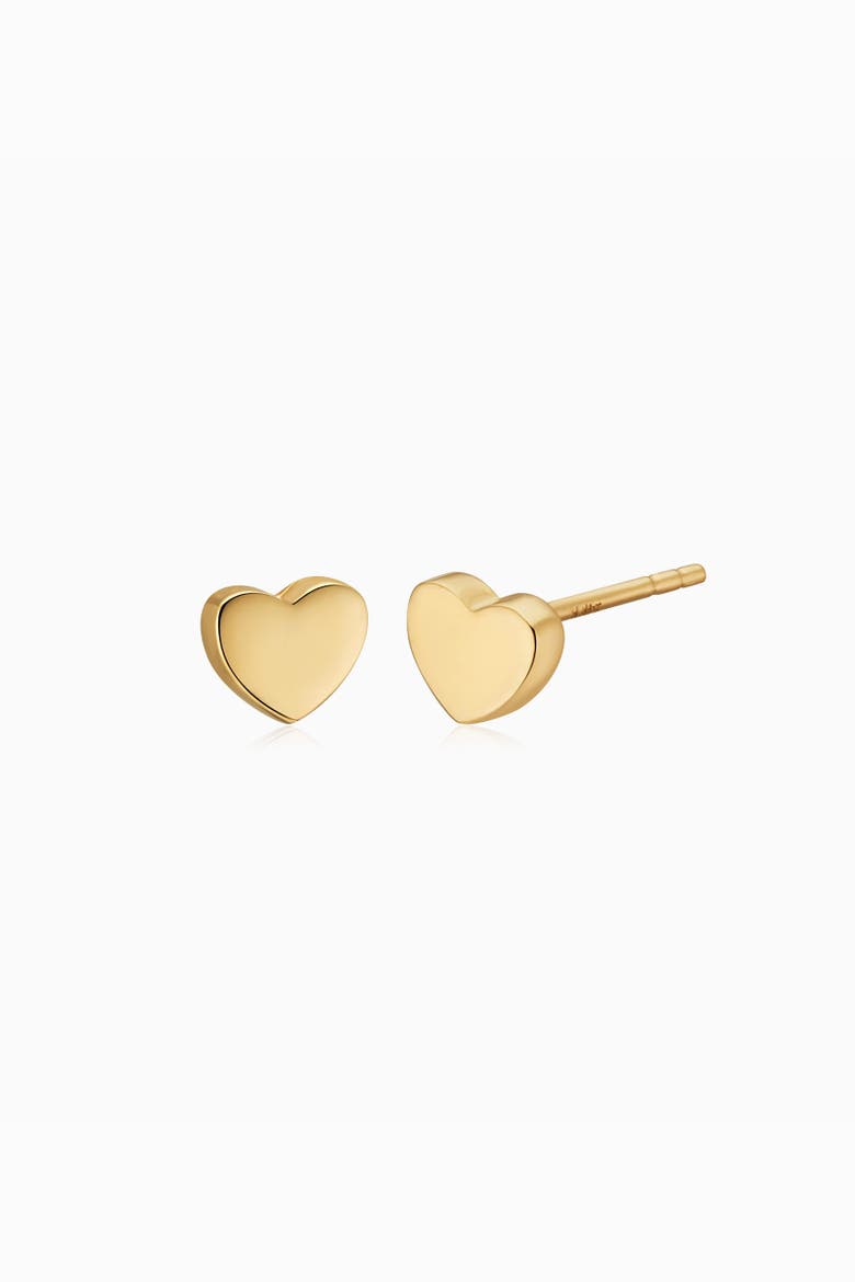 14K Gold Sweet Heart Studs, Main, color, Yellow Gold