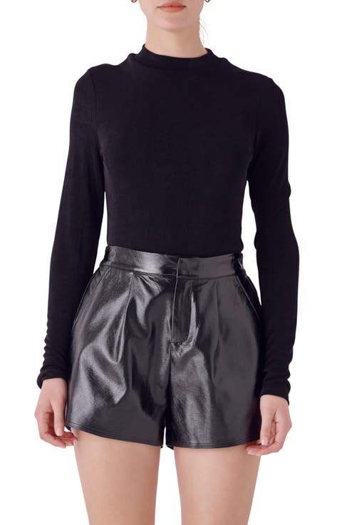 Sheen Stretch Mock Neck Top