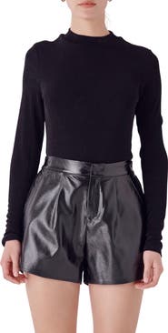 Endless Rose Sheen Stretch Mock Neck Top