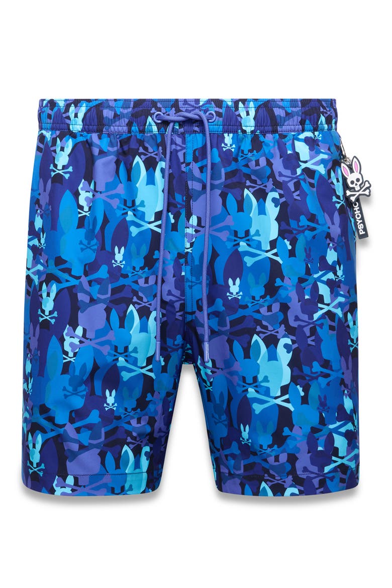 Tanner Camo Bunny Print 6-Inch Swim Trunks, Alternate, color, MULTI BLUE
