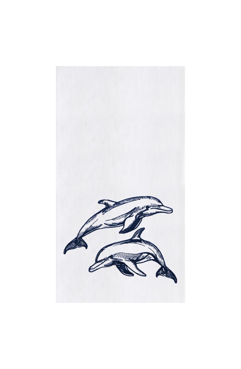 C&F Home Blue Dolphins Kitchen and Bathroom Embroidered Hand Towel, Main, color, Blue