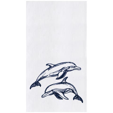 Blue Dolphins Kitchen and Bathroom Embroidered Hand Towel