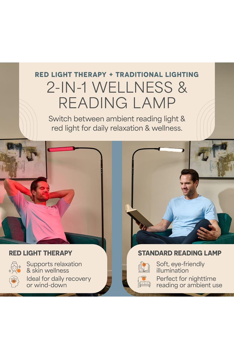 Lifepro Red Light Therapy Lamp & Reading Lamp 850nm & 660nm Near Infrared Light for Body, Alternate, color, Single Head