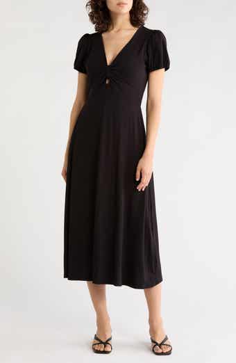 Short Sleeve Keyhole Midi Dress