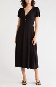 WEST K Short Sleeve Keyhole Midi Dress