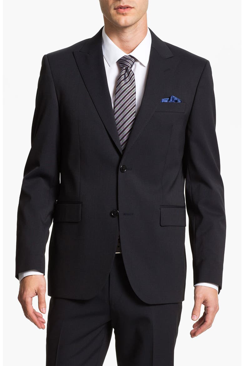 Trim Fit Wool Blend Suit, Main, color, NAVY