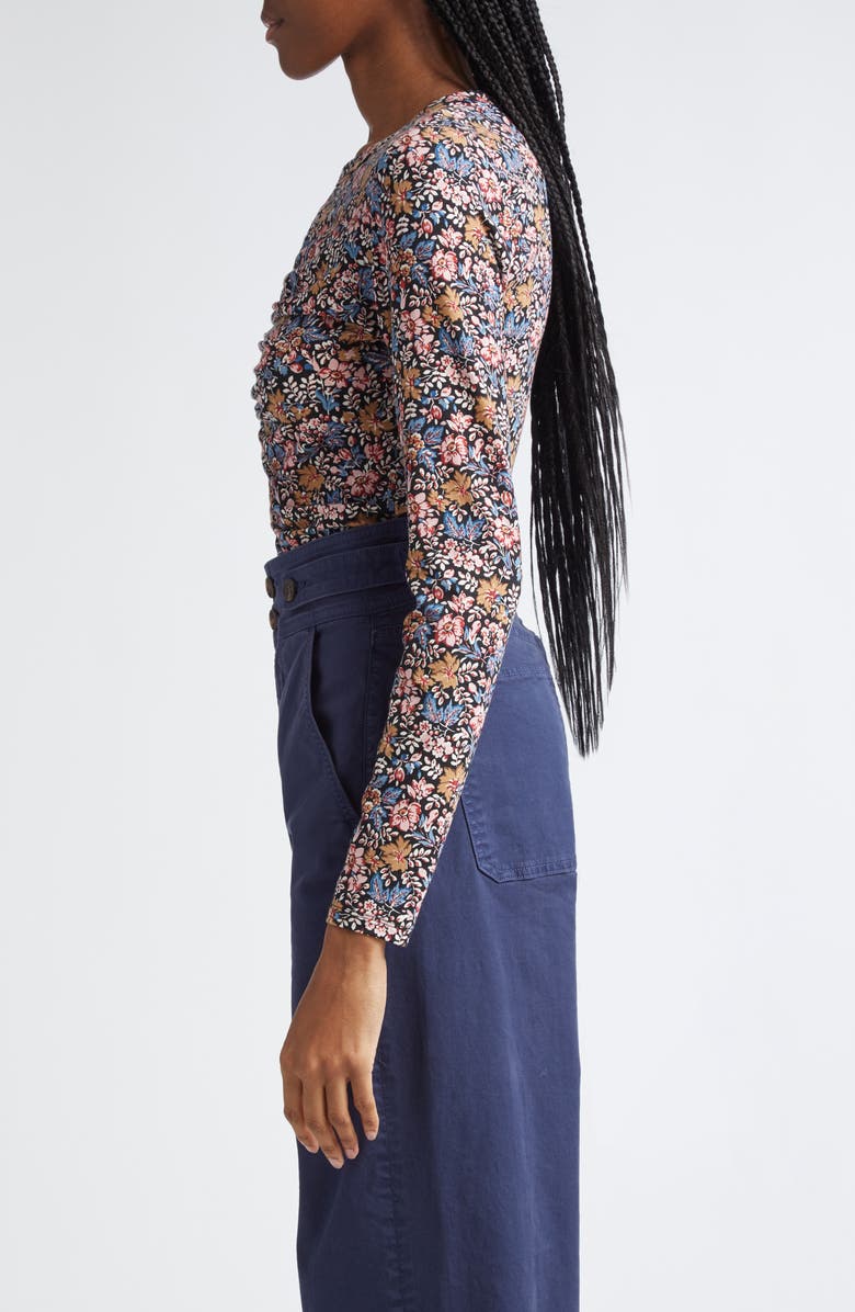 Veronica Beard Detta Ruched Floral Top, Alternate, color, 