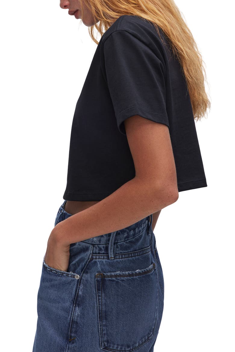 Crop Cotton T-Shirt, Alternate, color, BLACK001