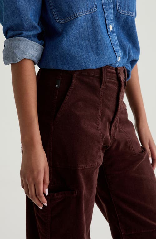 Ag Stella Low Slung Corduroy Palazzo Pants In Burgundy