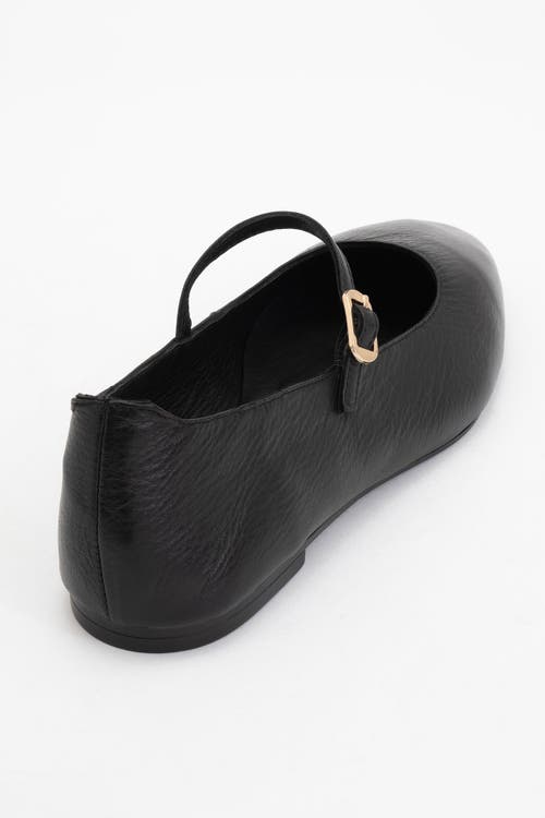 Forever & Always Shoes Lara Leather Mary Jane Flats In Black Leather